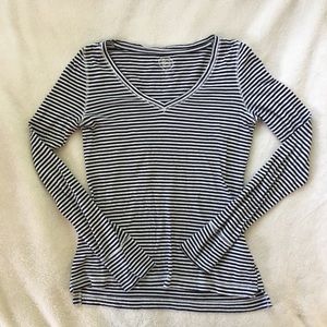Black and White Striped Long Sleeve Shirt